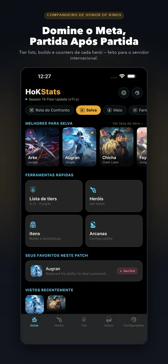 HoKStats app home screen