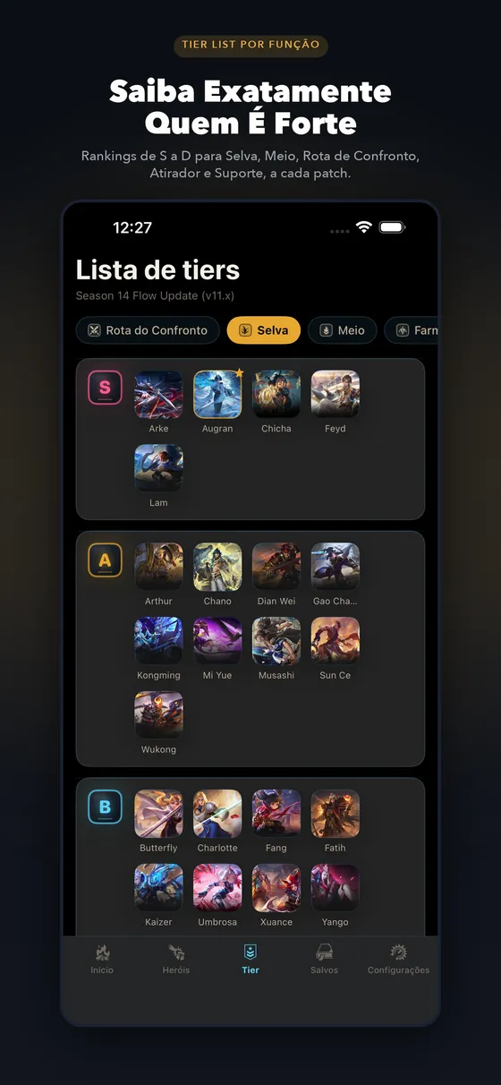HoKStats app tier list screen